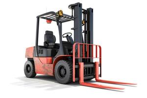 AI generated Forklift for working in warehouse isolated on white background photo