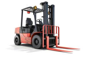 AI generated Forklift for working in warehouse isolated on white background photo