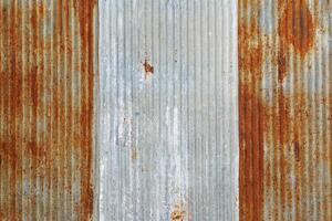 Old galvanized sheet walls are used to decorate the walls of coffee shops and restaurants in a vintage style. Soft and selective focus. photo