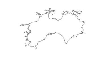 animato schizzo carta geografica di shikoku nel Giappone video