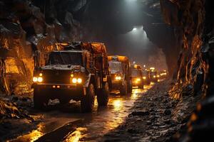 AI generated Big trucks in the mine. photo