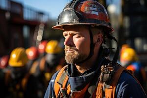 AI generated portrait of a male drilling rig worker. photo