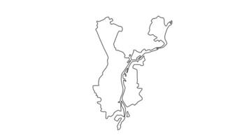 animated sketch map of the city of Velikiy Novgorod in Russia video