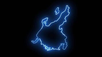 Animated map of the Chubu Region in Japan with a glowing neon effect video