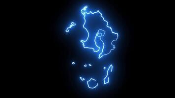 Animated map of Kagoshima in Japan with a glowing neon effect video