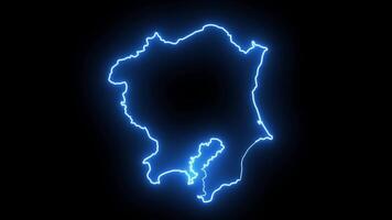 map of the Kanto Region in japan with a glowing neon effect video