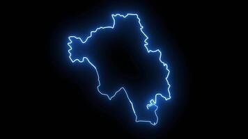 Animated map of Bago in the Philippines with a glowing neon effect video