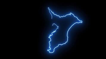 Animated map of Chiba Prefecture in Japan with a glowing neon effect video