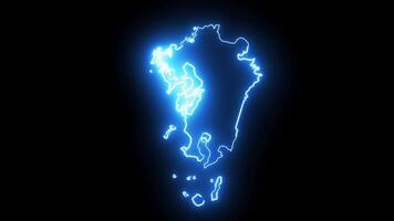 Animated map of Kyushu in Japan with glowing neon effect video