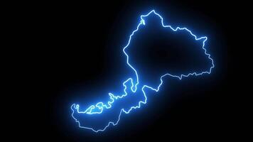 map of Fukui Prefecture in japan with glowing neon effect video