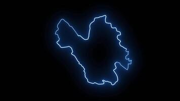 Animated map of Lao Cai in Vietnam with glowing neon effect video