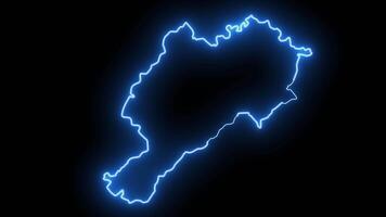 Animated map of Afyonkarahisar in Turkey with a glowing neon effect video