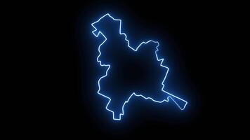 mapa do Reims dentro França com brilhando néon efeito video