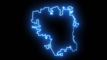 Lincoln map in england with glowing neon effect video