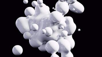 Abstract dinamic liquid spheres isolated on alpha background. 3D render animation. Modern minimal art video