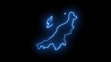 animado mapa do Niigata dentro Japão com brilhando néon efeito video