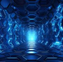 AI generated Scifi Blue environment 3d rendering background ai generated photo