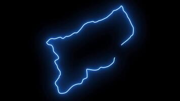 Animated map of Rize in Turkey with a glowing neon effect video
