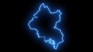 map of Amiens in france with glowing neon effect video