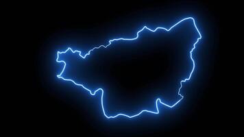 Animated map of Diyarbakir in Turkey with a glowing neon effect video