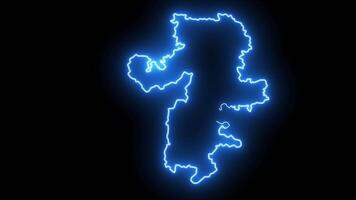 Animated map of the Russian city of Chelyabinsk with a glowing neon effect video