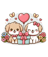 ai généré valentines journée couple chien illustration T-shirt conception éléments png