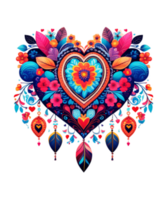 AI generated Valentines day Boho Heart Illustration tshirt design Elements PNG