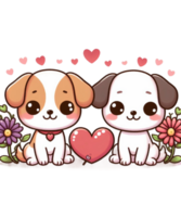 ai generato san valentino giorno coppia cane illustrazione maglietta design elementi png