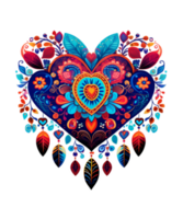 AI generated Valentines day Boho Heart Illustration tshirt design Elements PNG