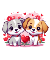 ai generado San Valentín día Pareja perro ilustración camiseta diseño elementos png