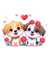 AI generated Valentines' day Couple Dog Illustration tshirt design Elements PNG