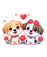 ai généré la Saint-Valentin journée couple chien illustration T-shirt conception éléments png