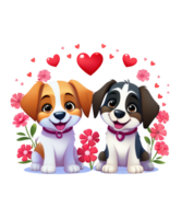 ai generato San Valentino giorno coppia cane illustrazione maglietta design elementi png