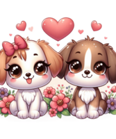 AI generated Valentines day Couple Dog Illustration tshirt design Elements PNG