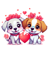 ai généré la Saint-Valentin journée couple chien illustration T-shirt conception éléments png