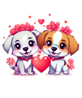 ai généré la Saint-Valentin journée couple chien illustration T-shirt conception éléments png