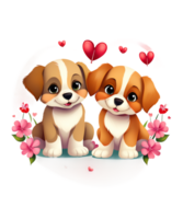 ai generato San Valentino giorno coppia cane illustrazione maglietta design elementi png