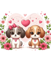 ai generado san valentin día Pareja perro ilustración camiseta diseño elementos png