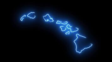 Hawaiian state map animation with glowing neon effect video