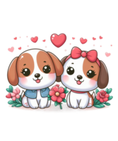 AI generated Valentines day Couple Dog Illustration tshirt design Elements PNG