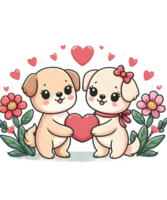 ai généré valentines journée couple chien illustration T-shirt conception éléments png