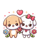 AI generated Valentines day Couple Dog Illustration tshirt design Elements PNG