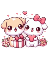 AI generated Valentines day Couple Dog Illustration tshirt design Elements PNG