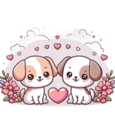 AI generated Valentines day Couple Dog Illustration tshirt design Elements PNG