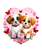 ai generato san valentino giorno coppia cane illustrazione maglietta design elementi png