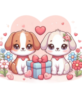 AI generated Valentines day Couple Dog Illustration tshirt design Elements PNG