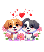 ai generado San Valentín día Pareja perro ilustración camiseta diseño elementos png