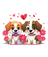 ai généré la Saint-Valentin journée couple chien illustration T-shirt conception éléments png