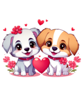 ai generato San Valentino giorno coppia cane illustrazione maglietta design elementi png