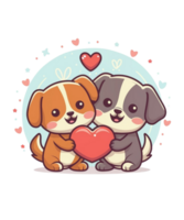 AI generated Valentines' day Couple Dog Illustration tshirt design Elements PNG